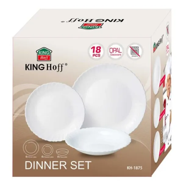 Tallerkener & Bordservicer>OPAL MIDDAGSSET TIL 6 PERSONER 18 STK KINGHOFF KH-1875