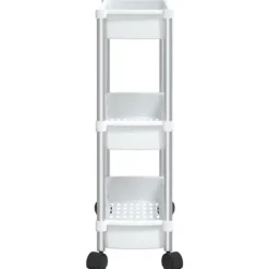 Opbevaringsbeholdere - Living opbevaringsvogn 3 niveauer aluminium sølvfarvet og hvid Clearance