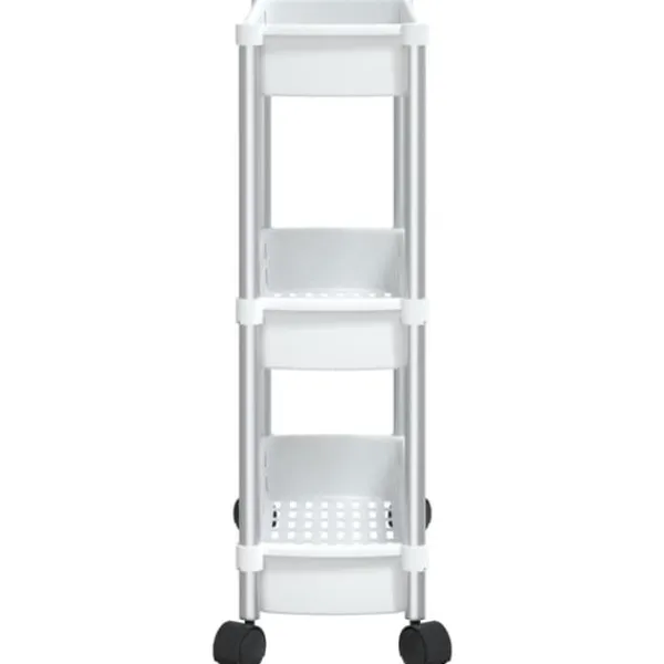 Opbevaringsbeholdere - Living opbevaringsvogn 3 niveauer aluminium sølvfarvet og hvid Clearance