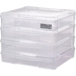 Opbevaringsæsker Til Hjemmet>Opbevaringsboks, Stabelbar plastik scrapbook papir organizer, 36x36x7,6 cm, Klar, Opbevaring