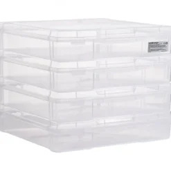 Opbevaringsæsker Til Hjemmet>Opbevaringsboks, Stabelbar plastik scrapbook papir organizer, 36x36x7,6 cm, Klar, Opbevaring