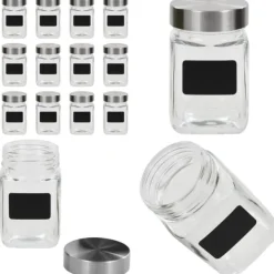 Opbevaringsdåser>Opbevaringsglas med etiket 12 stk. 300 ml - Opbevaringsglas - Opbevaringskrukke - Home & Living
