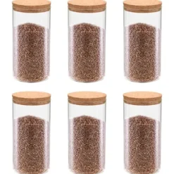 Opbevaringsglas med korklåg - 6 stk. 1100 ml | Farve: Gennemsigtig Sale