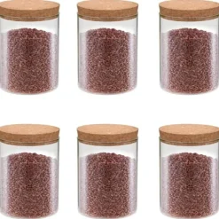 Opbevaringsdåser>Opbevaringsglas med korklåg - 6 stk. 650 ml | Farve: Gennemsigtig | Størrelse: 650 ml