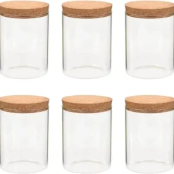 Opbevaringsdåser>Opbevaringsglas med korklåg - 6 stk. 650 ml | Farve: Gennemsigtig | Størrelse: 650 ml