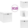 Opbevaringskasser - Living opbevaringskasser med låg 10 stk. 28x28x28 cm hvid Outlet