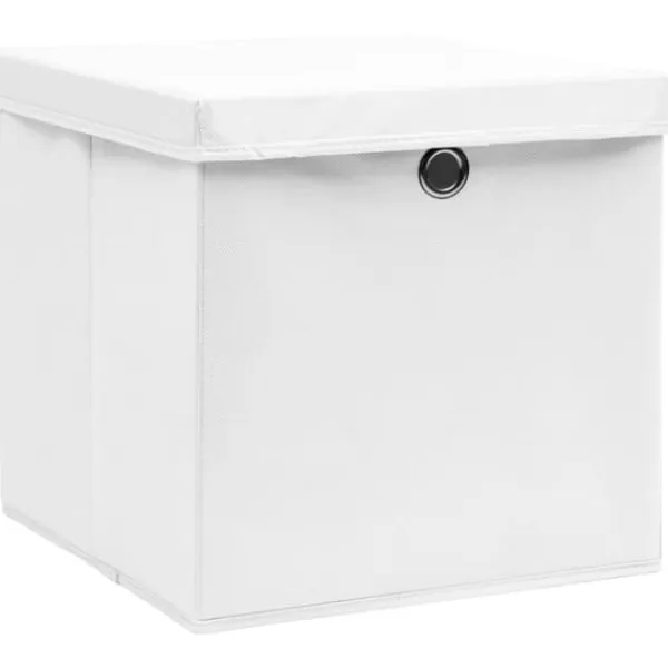 Opbevaringskasser - Living opbevaringskasser med låg 10 stk. 28x28x28 cm hvid Outlet