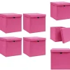 Opbevaringsæsker Til Hjemmet>Opbevaringskasser - Living opbevaringskasser med låg 4 stk. 32x32x32 stof pink