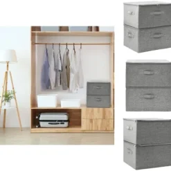 Opbevaringskasser - Living opbevaringskasser 2 stk. 43x34x23 cm stof grå Outlet