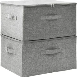 Opbevaringskasser - Living opbevaringskasser 2 stk. 43x34x23 cm stof grå Outlet