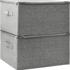 Opbevaringskasser - Living opbevaringskasser 2 stk. 43x34x23 cm stof grå Outlet