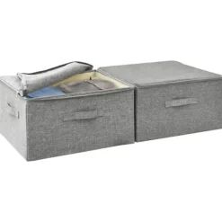 Opbevaringskasser - Living opbevaringskasser 2 stk. 43x34x23 cm stof grå Outlet