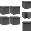 Opbevaringsæsker Til Hjemmet>Opbevaringskasser - Living opbevaringskasser med låg 4 stk. 32x32x32 stof grå