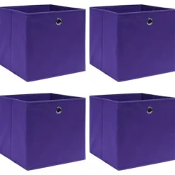 Opbevaringskasser 4 stk. 32x32x32 stof lilla - Opbevaringskasse - Opbevaringskasser - Home & Living Outlet