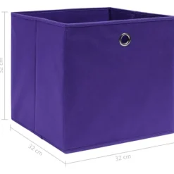 Opbevaringskasser 4 stk. 32x32x32 stof lilla - Opbevaringskasse - Opbevaringskasser - Home & Living Outlet