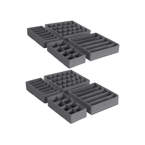 Opbevaringskasser, Skuffeorganisator Sæt, 32x32x10 cm, Grå Outlet
