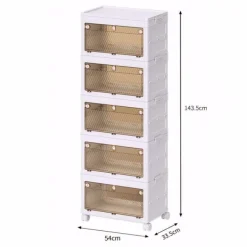 Opbevaringsskab, Foldbart Design, Nem Mobilitet,5 niveauer opbevaringskasser Hot