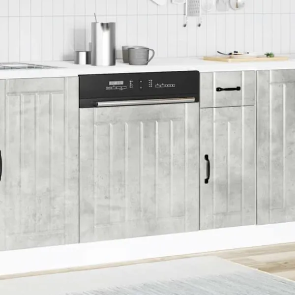 Opvaskemaskiner>Opvaskemaskinepanel Lucca - Tidløst design i konstrueret træ | Farve: Beton grå