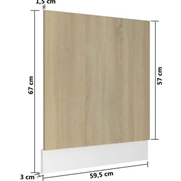 Opvaskemaskinepanel "Lyon" - Integreret låge i konstrueret træ | Størrelse: 59,5x3x67 cm | Farve: Sonoma eg Online