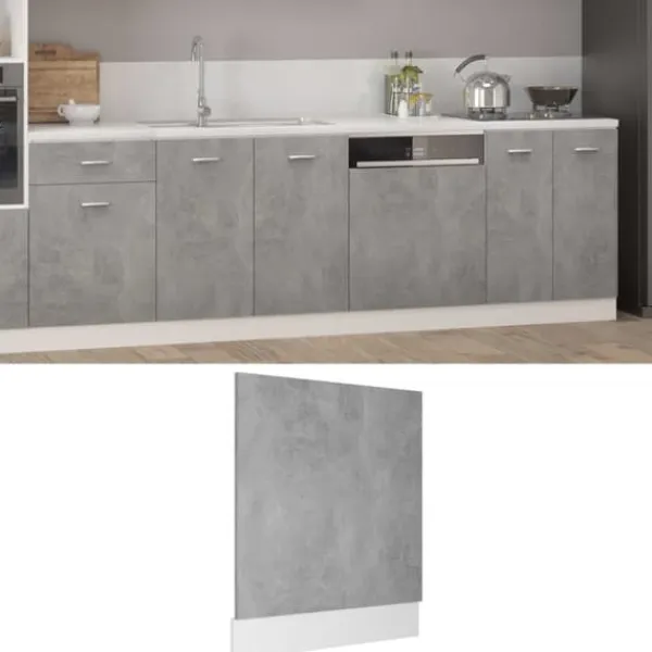 Opvaskemaskiner>Opvaskemaskinepanel "Lyon" - Betongrå | Størrelse: 59,5x3x67 cm | Materiale: Konstrueret træ