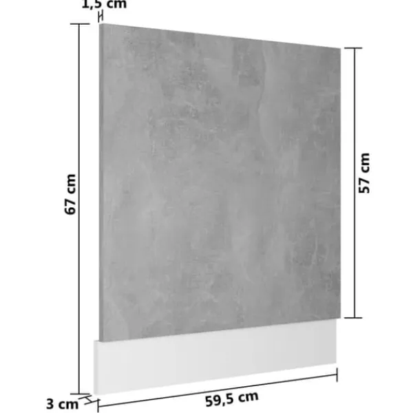 Opvaskemaskiner>Opvaskemaskinepanel "Lyon" - Betongrå | Størrelse: 59,5x3x67 cm | Materiale: Konstrueret træ