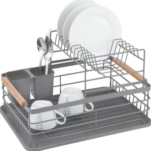 Opvaskestativer & Tørrestativer>Opvaskestativ i to niveauer Aftapningsplade 43x32x27cm KINGHOFF KH-1797