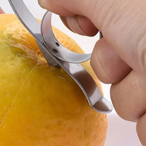 Madskrællere & Udkernere>Orangeskræller Ringform i rustfrit stål Alsidig bærbar citrusskræller køkkenudstyr L