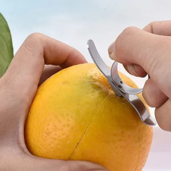 Madskrællere & Udkernere>Orangeskræller Ringform i rustfrit stål Alsidig bærbar citrusskræller køkkenudstyr L