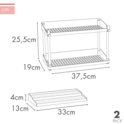 Organizer til køkkenskab Max Home Hvid 2 Hylder 2 enheder 37,5 x 25,5 x 19 cm Sale