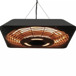 Terrassevarmere>Outsunny Terrassevarmer Sort Aluminium 800W/1200W/2000W IP45 med Fjernbetjening og LED Lys