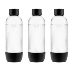 Sodavandsmaskiner>3-pack AGA AQVIA PET-flaska, 1L, Svart