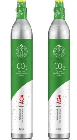Sodavandsmaskiner>2-pak AGA Biogon C kulsyrepatron 425 g, grøn