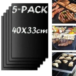 Griller>5-pak Grillmåtte Ovnmåtte Bagemåtte - Non stick 40x33cm