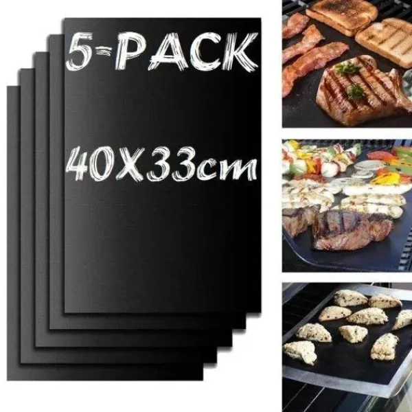 Griller>5-pak Grillmåtte Ovnmåtte Bagemåtte - Non stick 40x33cm