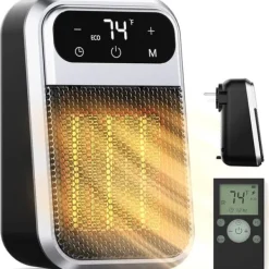 Radiatorer>2-pak keramisk varmeblæser med fjernbetjening – 800W plug-in elektrisk varmelegeme med justerbar termostat og timer til hjemmet, kontoret