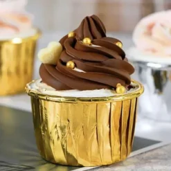50-Pak Muffin Forme Bage Forme Guld New