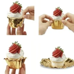 50-Pak Muffin Forme Bage Forme Guld New