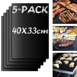 5-Pak Non Stick Grillmåtte Ovnmåtte & Bagemåtte 40x33cm Clearance