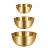3-pak skåle i rustfrit stål - til bagning, madlavning, salat, frugt, blanding (guld) Discount