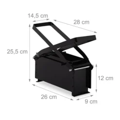 Papirbriketpresse, 25,5x28x14,5 cm, Sort