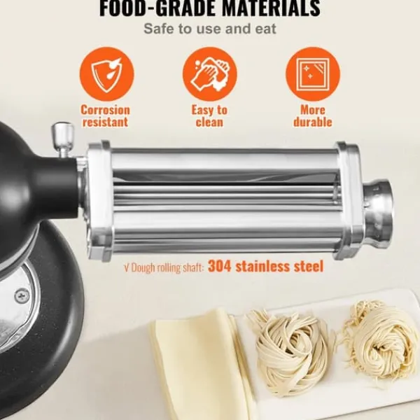 Pastamaskiner>Pasta-tilbehør til KitchenAid, rustfrit stål, med 8 justerbare tykkelser, perfekt til hjemmelavet pasta!