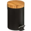 Pedalspand, Bambus / Metal, 3 L - Sort Hot