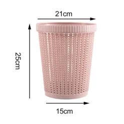 Pink rund imiteret rattan papirkurv - Lågløs affaldsspand til hjemmet Discount