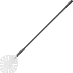 Pizzaspader>Pizzaskovl med huller og skyderhåndtag, aluminium, rund, diameter. 230 mm lang 1200 mm - Hendi 617168