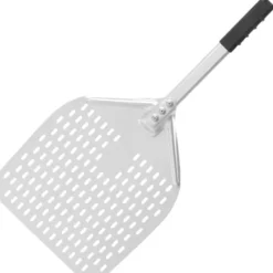 Pizzaspader>Pizzaskovl med kort håndtag, perforeret, firkantet, 350 x 710 mm - Hendi 618066