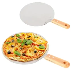 Pizzaspade - Bagespade - Rund - Rustfrit stål - Til pizza, tærter og kager - Sølv