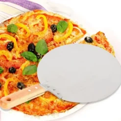 Pizzaspade - Bagespade - Rund - Rustfrit stål - Til pizza, tærter og kager - Sølv