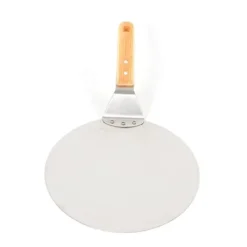 Pizzaspade til pizzaovn - Pizza peel - Rustfrit stål - Træskaft - Flade 25,5 x 30 cm - Længde 43,5 cm - Sølv Hot