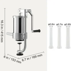 Mixere & Blendere>Pølsefylder, Food Processor, Rustfrit stål, 3 fyldetuber, 1.5L