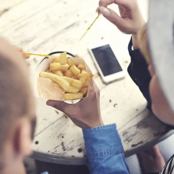 Pommes frites holder, 16x9,5 cm, Sølv